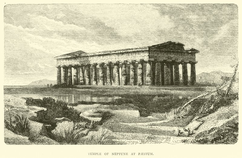 Neptuns tempel i Paestum af English School
