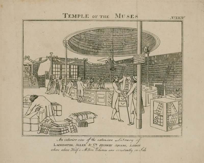 Temple of the Muses, Lackington Allen & Co, Finsbury Square af English School