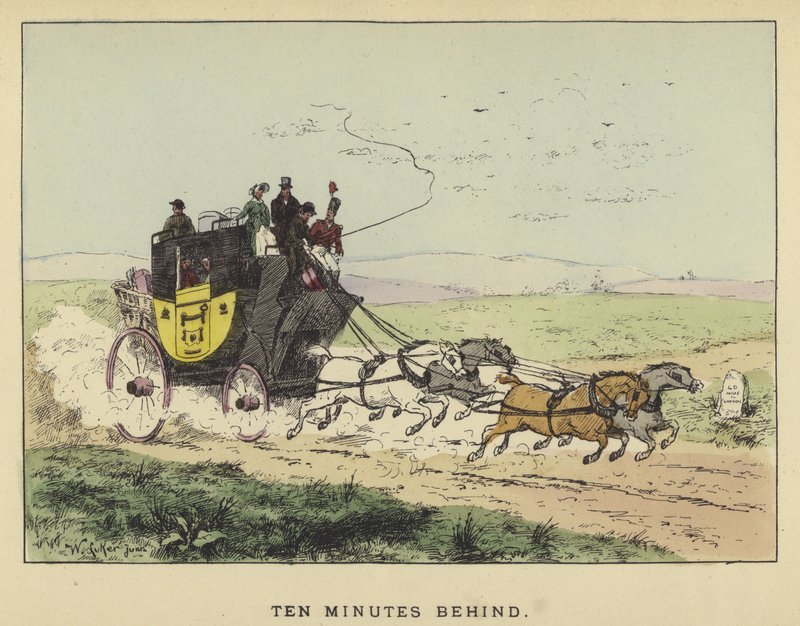 Ti minutter bagud (farvet gravering) af English School