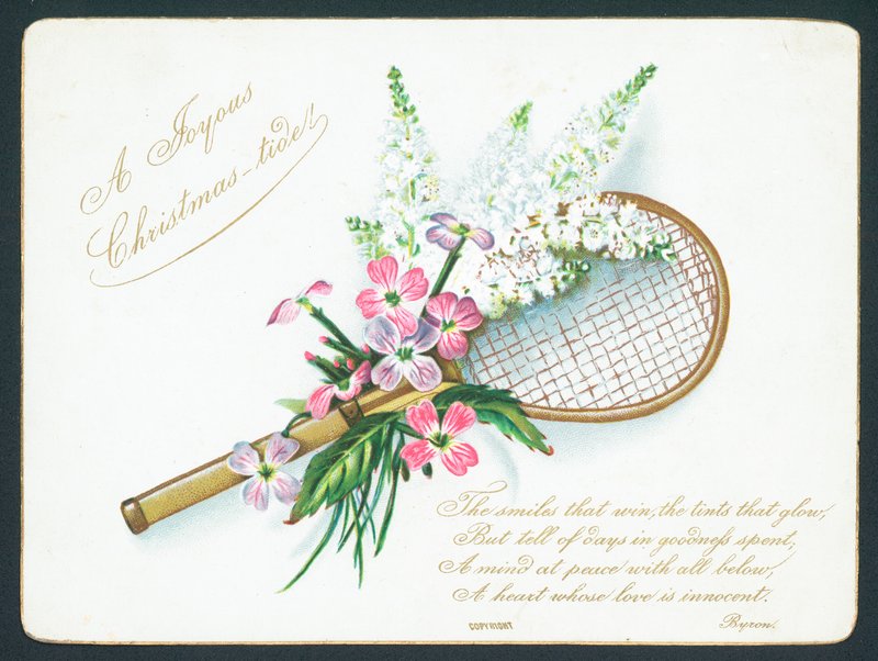 Tennisketcher og blomster, julekort. af English School