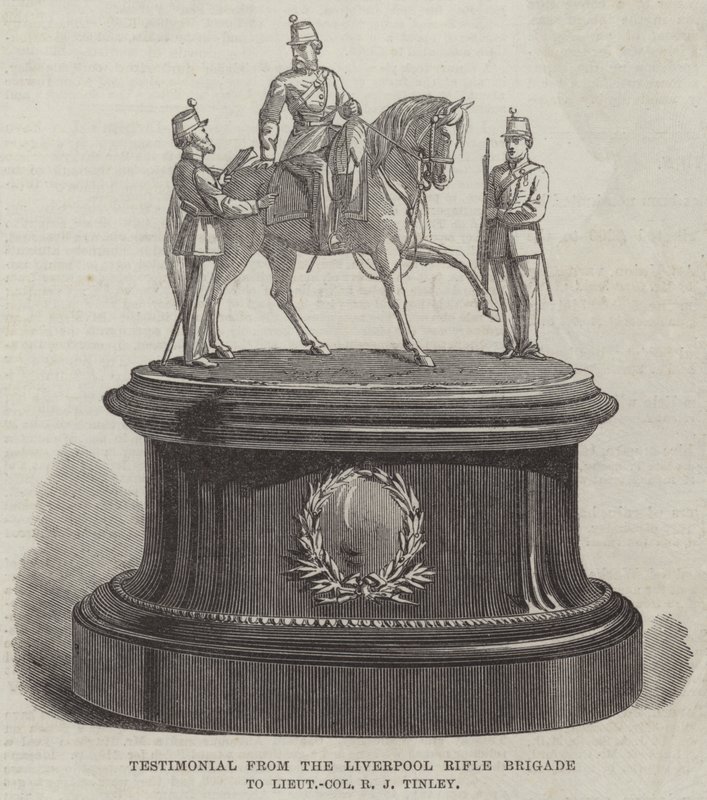 Vidnesbyrd fra Liverpool Rifle Brigade til oberstløjtnant R J Tinley (gravering) af English School