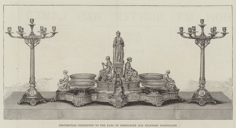 Vidnesbyrd præsenteret for jarlen af Iddesleigh (Sir Stafford Northcote) (gravering) af English School