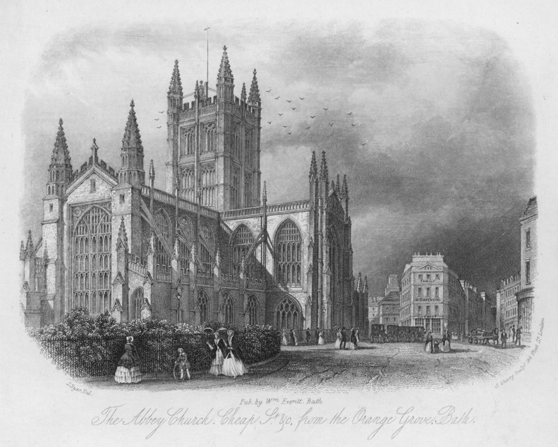 Abbey Church, Cheap Street osv. fra Orange Grove, Bath af English School