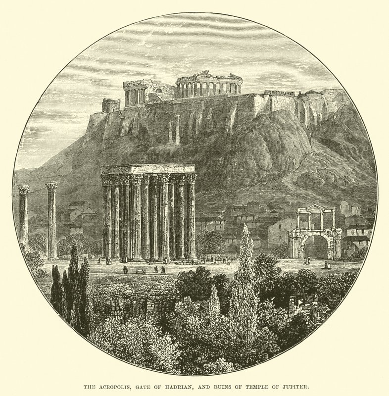 Akropolis, Hadrians port og ruinerne af Jupitertemplet af English School