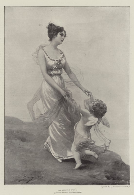 Forårets komme (litho) af English School