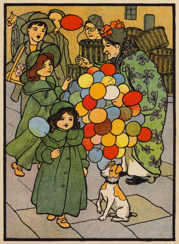 The Air-Ball Woman (farvelitografi) af English School