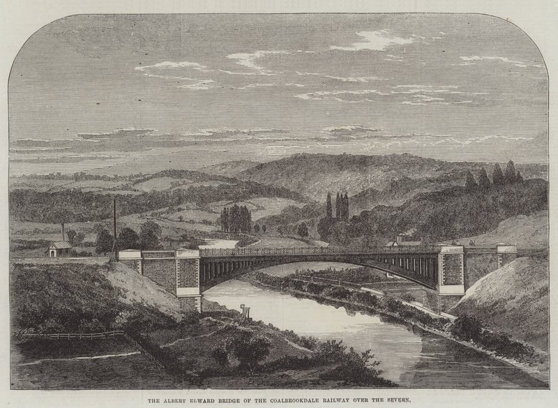Albert Edward Bridge of the Coalbrookdale Railway over Severn (gravering) af English School