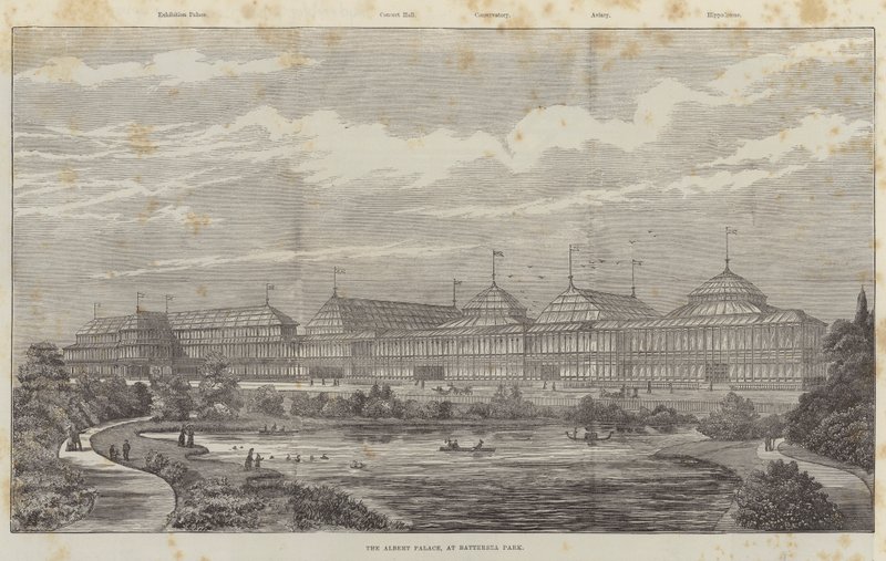 Albert Palace, ved Battersea Park (gravering) af English School
