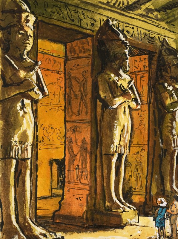 Det gamle egyptiske tempel i Abu Simbel af English School
