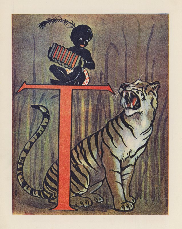 Dyrenes ABC: Bogstavet T, Tiger (farvelitografi) af English School
