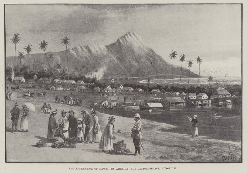 Annekseringen af Hawaii af Amerika, Landing-Place, Honolulu (gravering) af English School