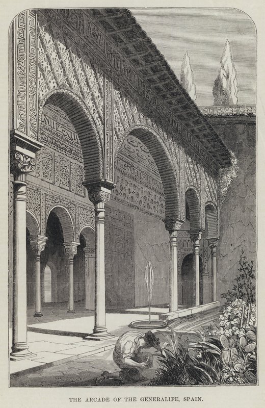 The Arcade of the Generalife, Spanien (gravering) af English School