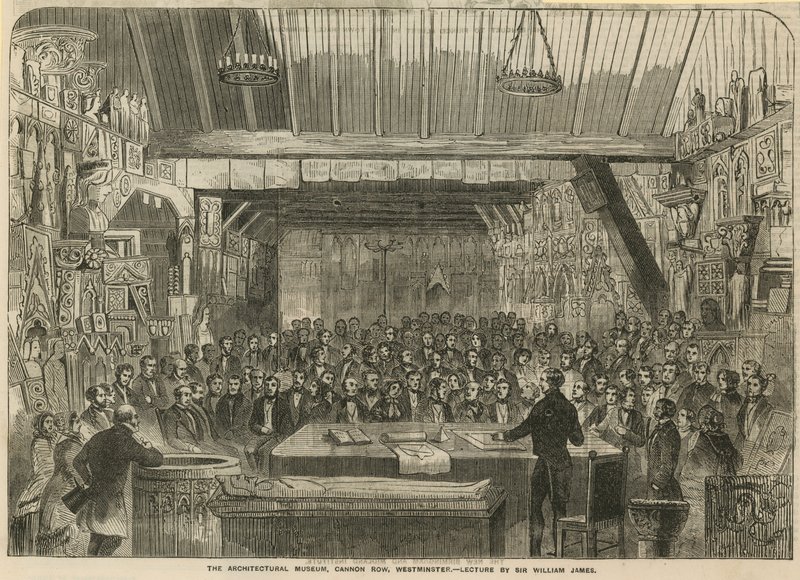 The Architectural Museum, Cannon Row, Westminster - foredrag af Sir William James af English School
