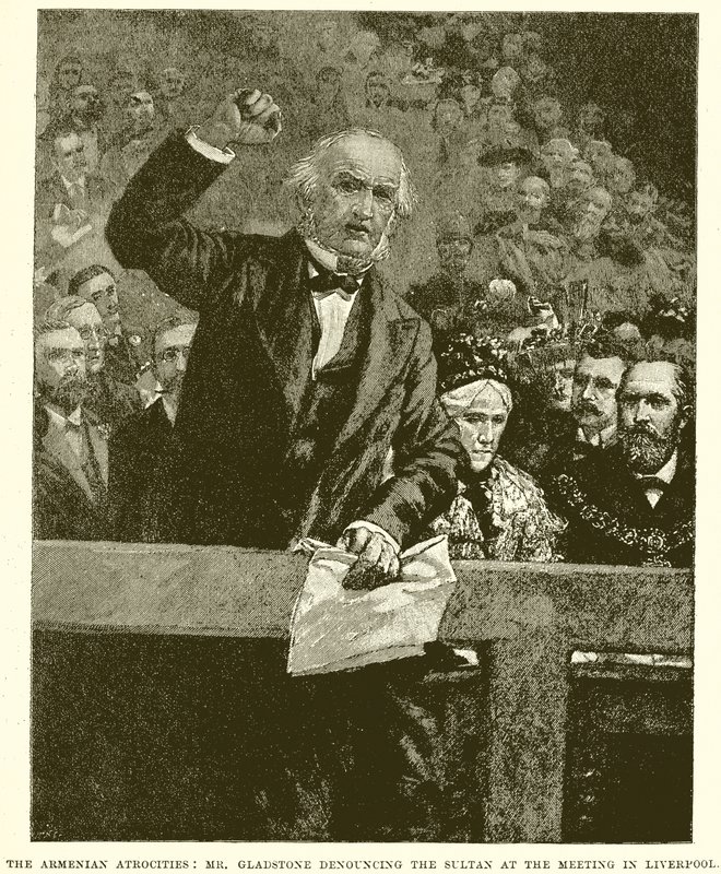 De armenske grusomheder: Mr. Gladstone fordømmer sultanen ved mødet i Liverpool af English School