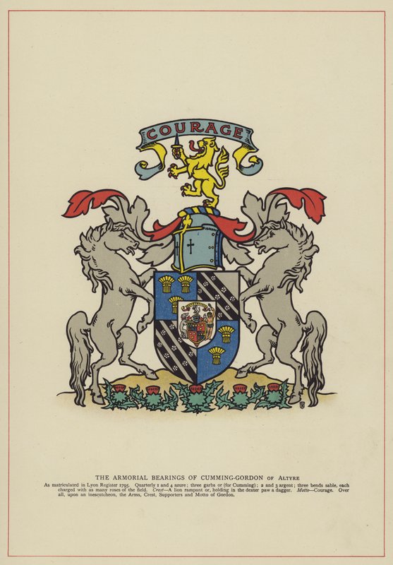 The Armorial Bearings of Cumming-Gordon of Altyre (farve litho) af English School