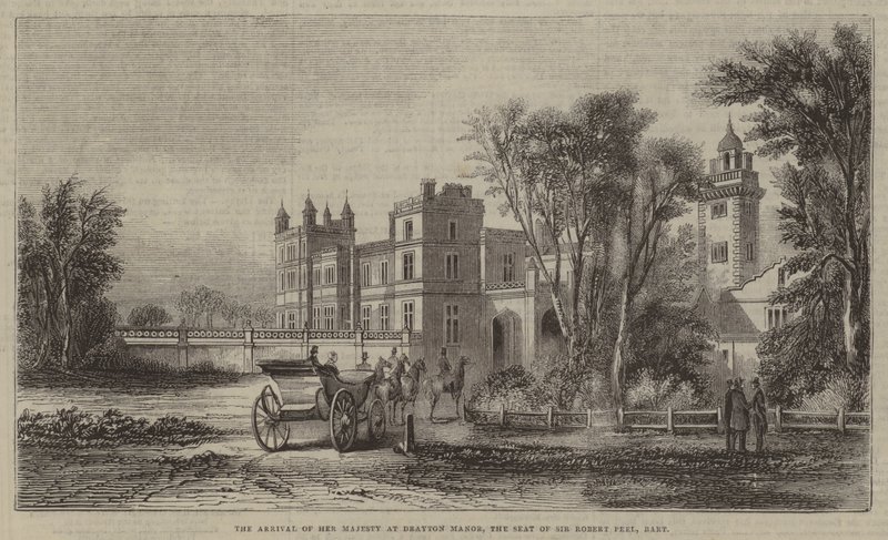 Hendes Majestæts ankomst til Drayton Manor, sæde for Sir Robert Peel, Baronet af English School