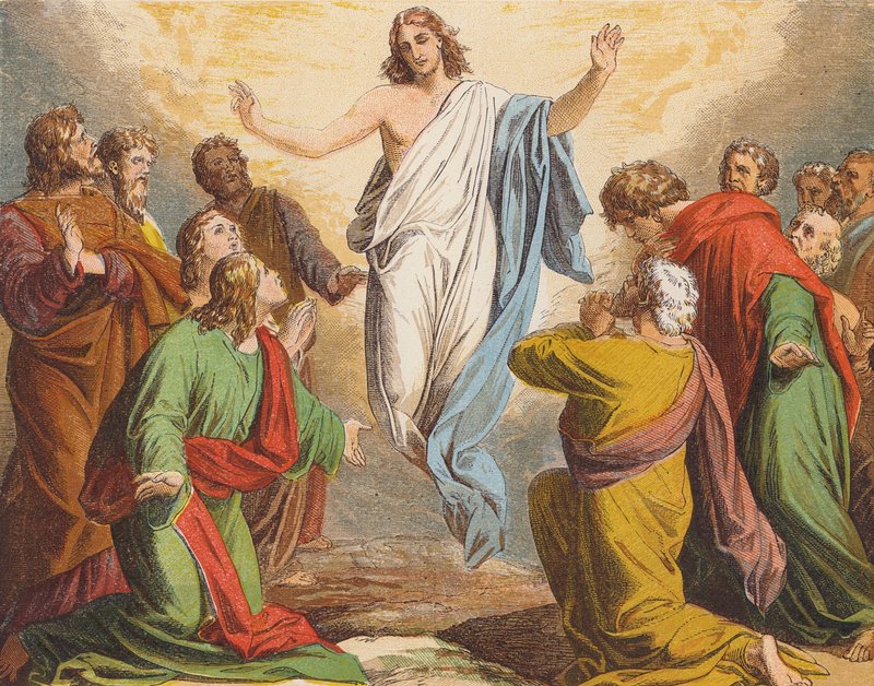 Jesu Kristi himmelfart (farvelitografi) af English School