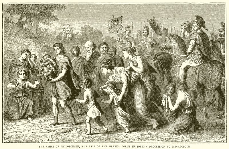 Philopoemens aske, den sidste af grækerne, født i højtidelig procession til Megalopolis af English School