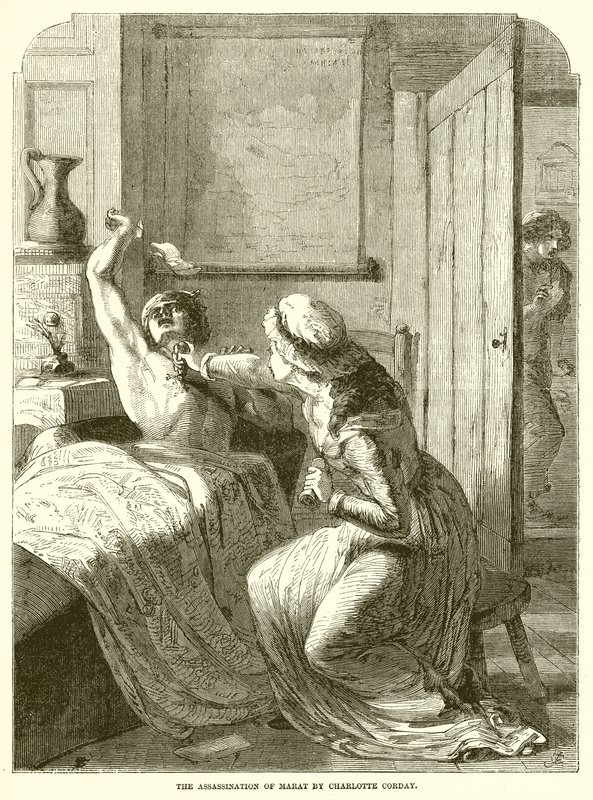 Mordet på Marat af Charlotte Corday af English School
