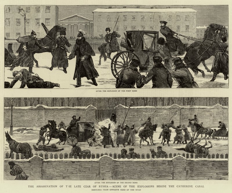 The Assassination of the Late Czar of Russia, Scene of the Explosions beside the Catherine Canaldani af English School