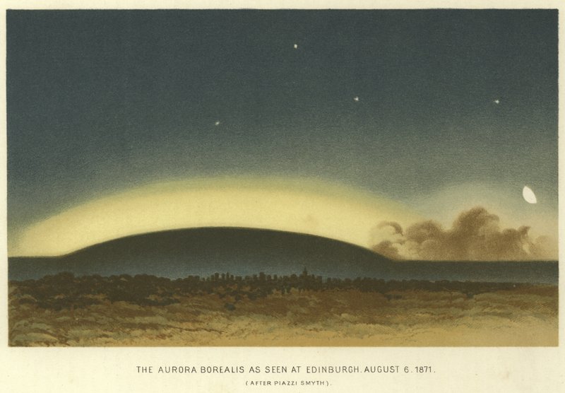 The Aurora Borealis as seen at Edinburgh, 6 August 1871  af English School