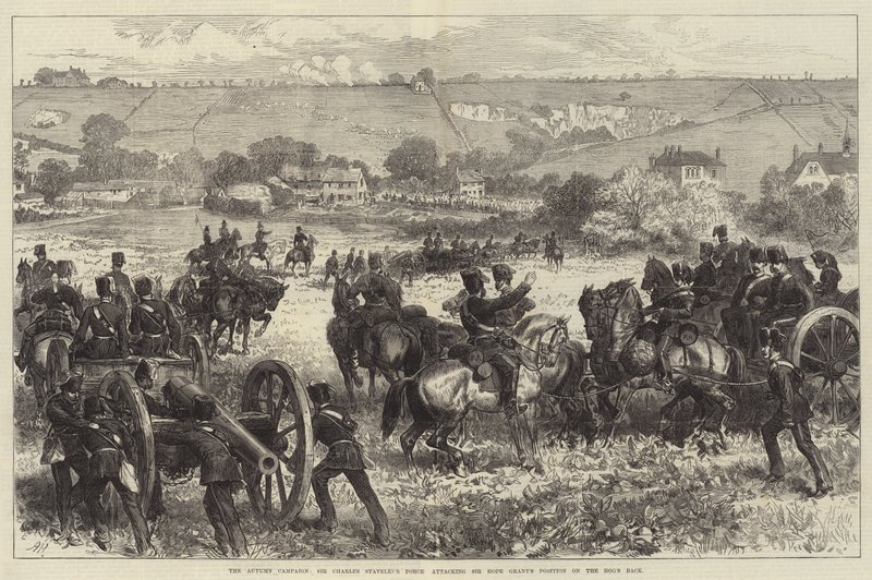 Efterårskampagnen, Sir Charles Staveleys styrke angriber Sir Hope Grants position på svinets ryg (gravering) af English School