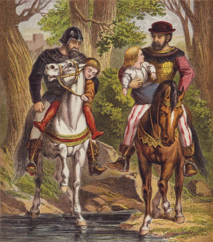 Babes In The Wood (farve litho) af English School