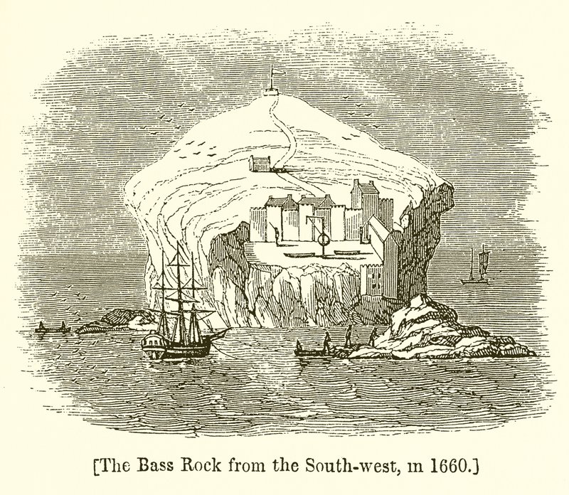 Bass Rock fra sydvest, i 1660 af English School