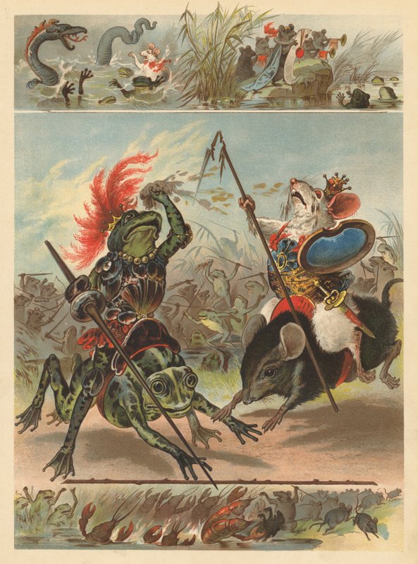 Kampen om frøerne og musene (chromolitho) af English School