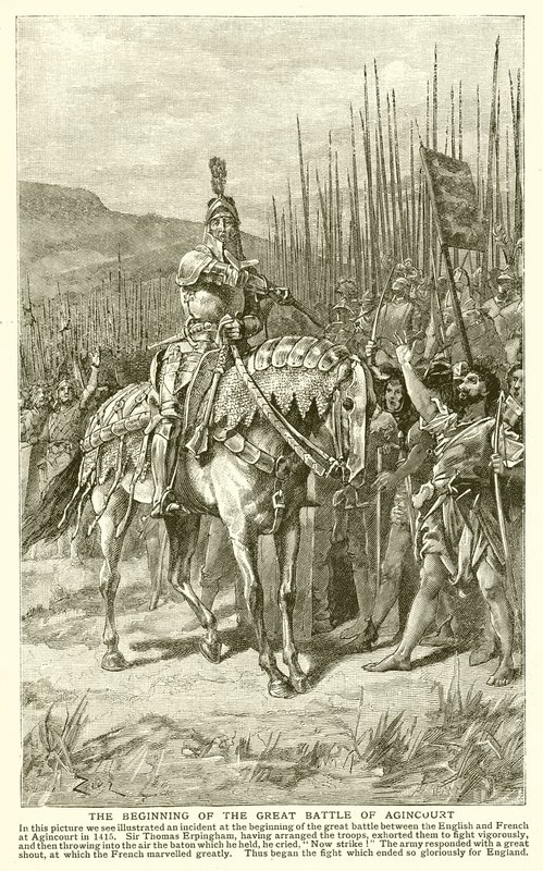 Begyndelsen af det store slag ved Agincourt af English School