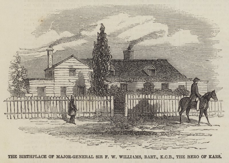 Fødestedet for generalmajor Sir F W Williams, Baronet, KCB, Helten fra Kars (gravering) af English School