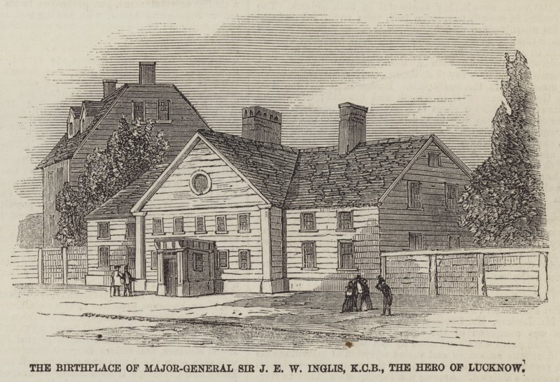 Fødestedet for generalmajor Sir J E W Inglis, KCB, Helten fra Lucknow (gravering) af English School