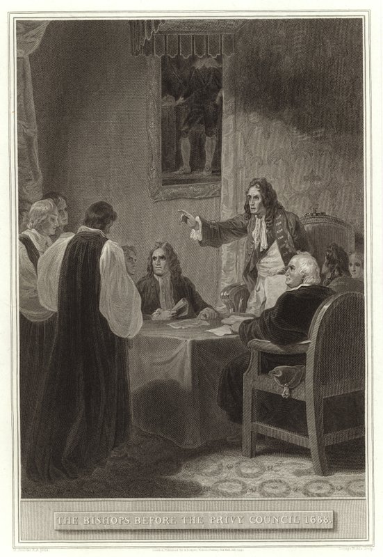Biskopperne før Geheimsrådet 1688 af English School