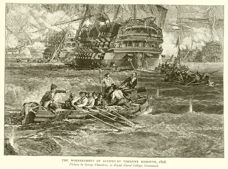 Bombardementet af Algier af Viscount Exmouth, 1816 af English School