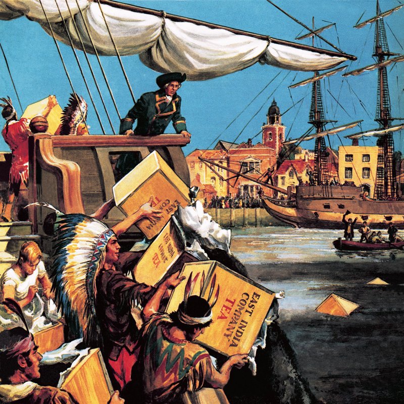 The Boston Tea Party (litografi) af English School