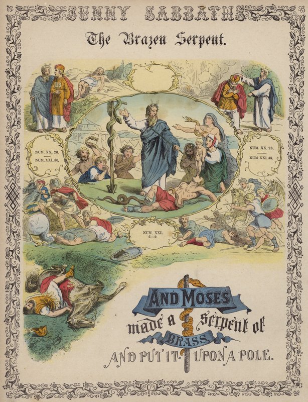 The Brazen Serpent (farvet gravering) af English School