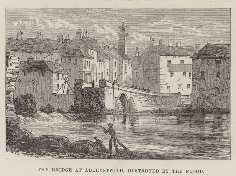 Broen ved Aberystwith, ødelagt af syndfloden (gravering) af English School