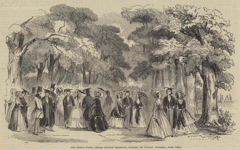 The Broad Walk, Christ Church Meadows, Oxford, søndag aften af English School