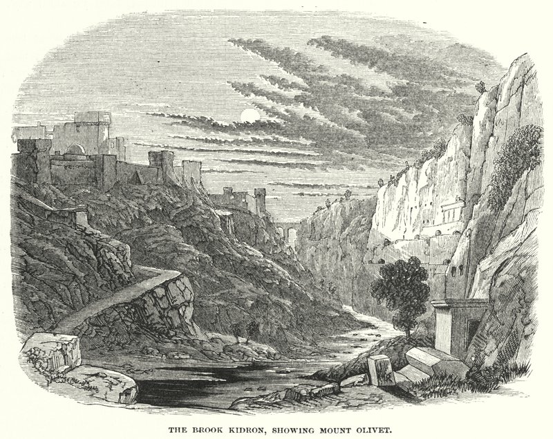The Brook Kidron, der viser Olivenbjerget (gravering) af English School