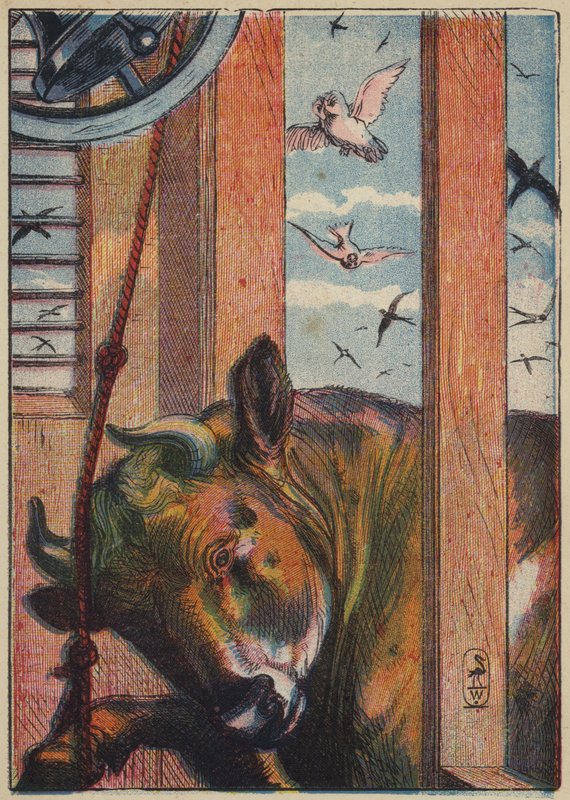 Tyren ringer klokken (farve litho) af English School