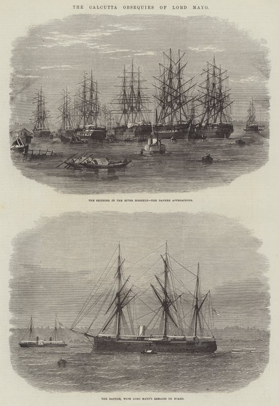 The Calcutta Obsequies of Lord Mayo (gravering) af English School