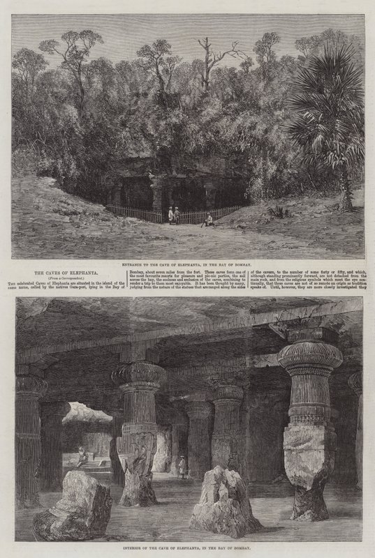 The Caves of Elephanta (gravering) af English School