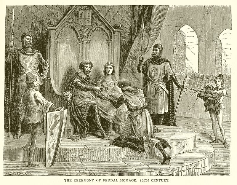 Ceremoni for feudal hyldest, 12. århundrede af English School
