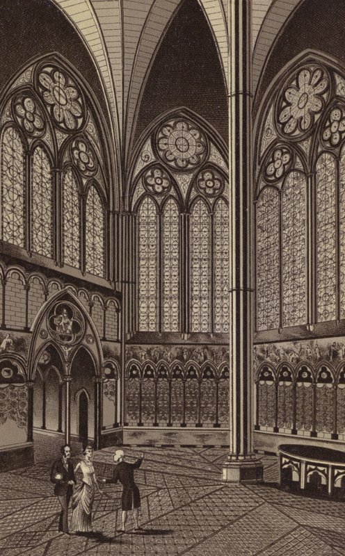 Chapter House, Salisbury Cathedral (litho) af English School