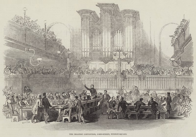 Chartistkonventionen, John-Street, Fitzroy-Square (gravering) af English School