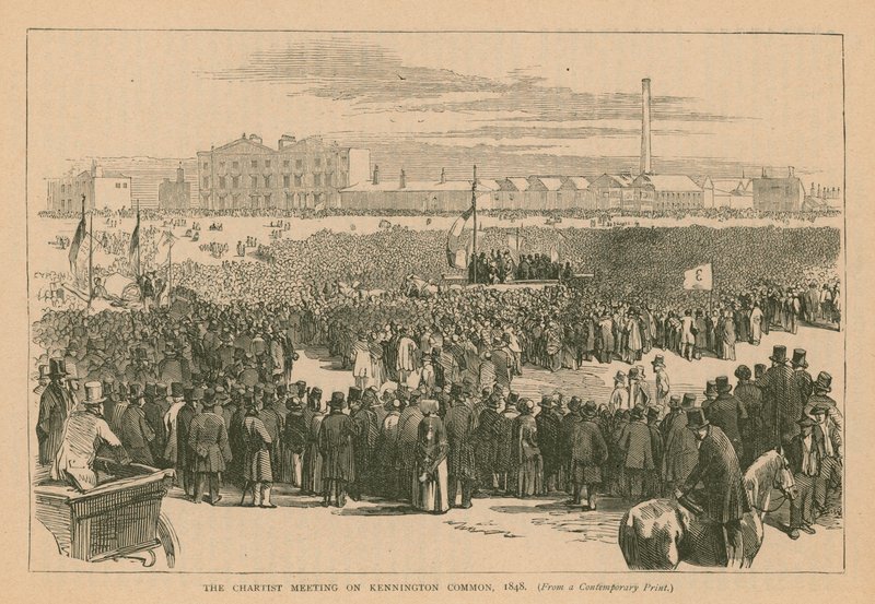 Chartistmødet på Kennington Common i 1848 af English School