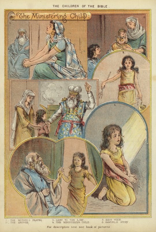 Bibelens børn: Det tjenestegørende barn (chromolitho) af English School