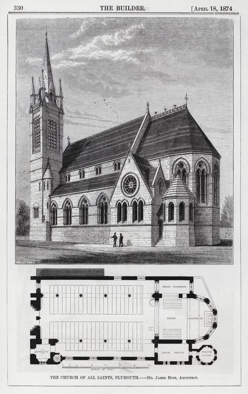 The Church of All Saints, Plymouth (gravering) af English School