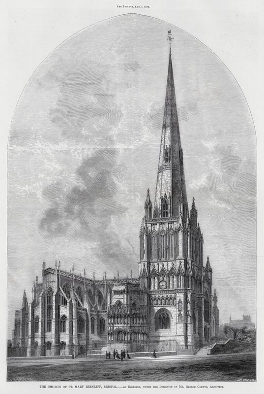 The Church of St Mary Redcliffe, Bristol (gravering) af English School