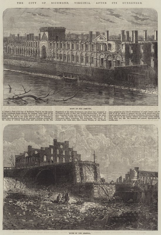 Byen Richmond, Virginia, efter dens overgivelse (gravering) af English School